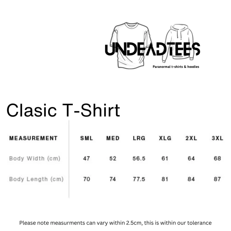Clasic t-shirt size guide