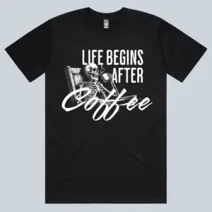 Life Beguns after Coffee black t-shirt