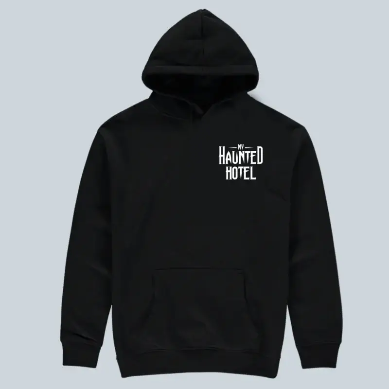 My Haunted Hotel White Logo on Black Hoodie