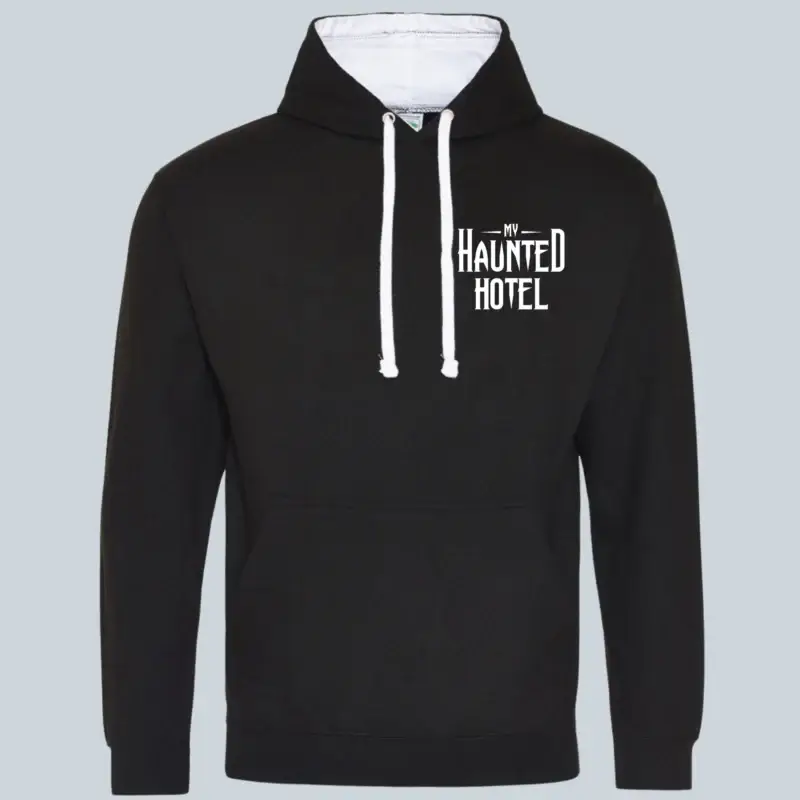 Black varsity hoodie My Haunted Hotel logo